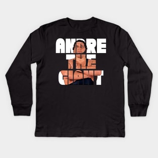 Andre the Giant White Letters Kids Long Sleeve T-Shirt